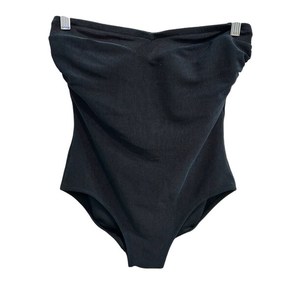 Gottex One Piece Black Strapless Ribbed Swimsuit Size 10 - Picture 1 of 8